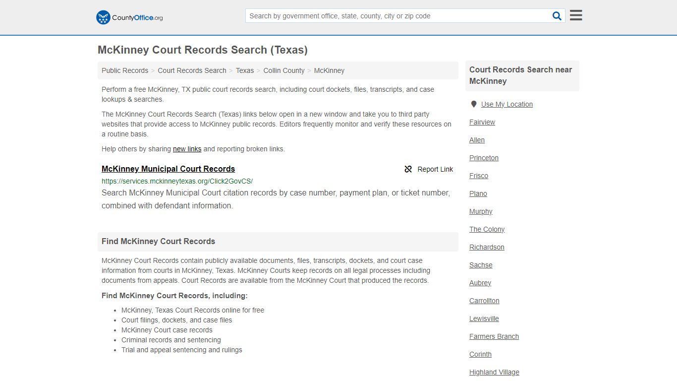 McKinney Court Records Search (Texas) - County Office