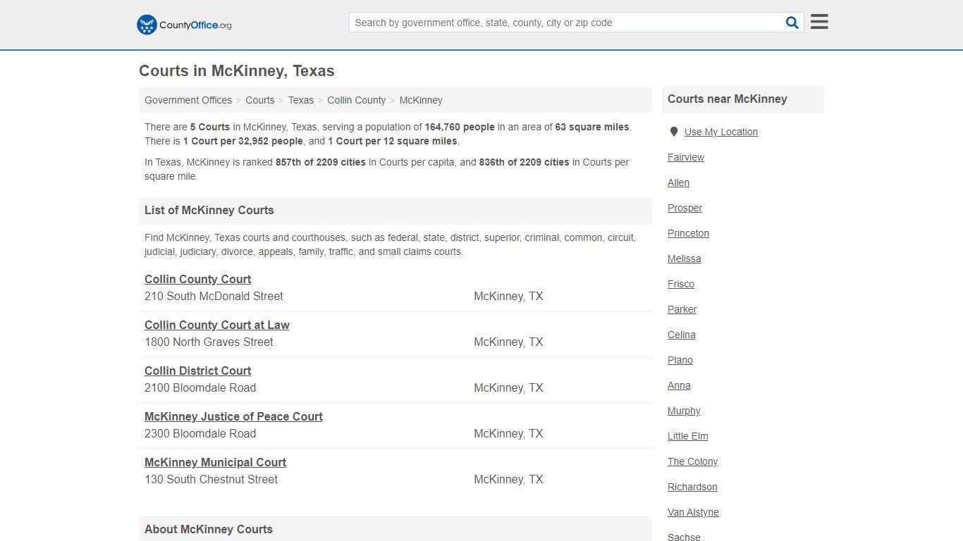 Courts - McKinney, TX (Court Records & Calendars) - County Office